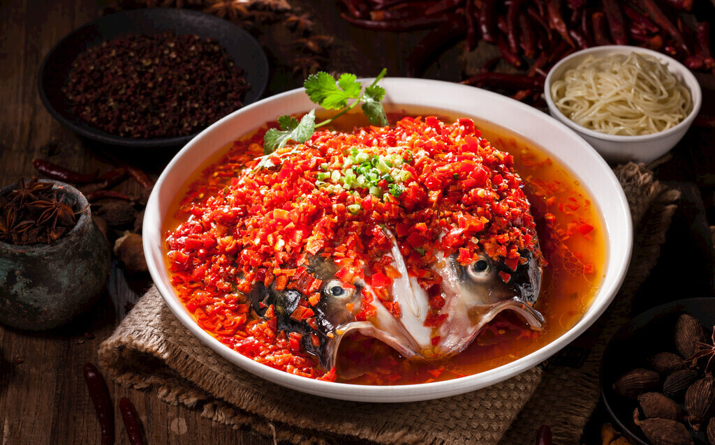 剁椒鱼头 - Steamed Fish Head with Chopped Chili - XIANGWEI CHINESE CUISINE signature